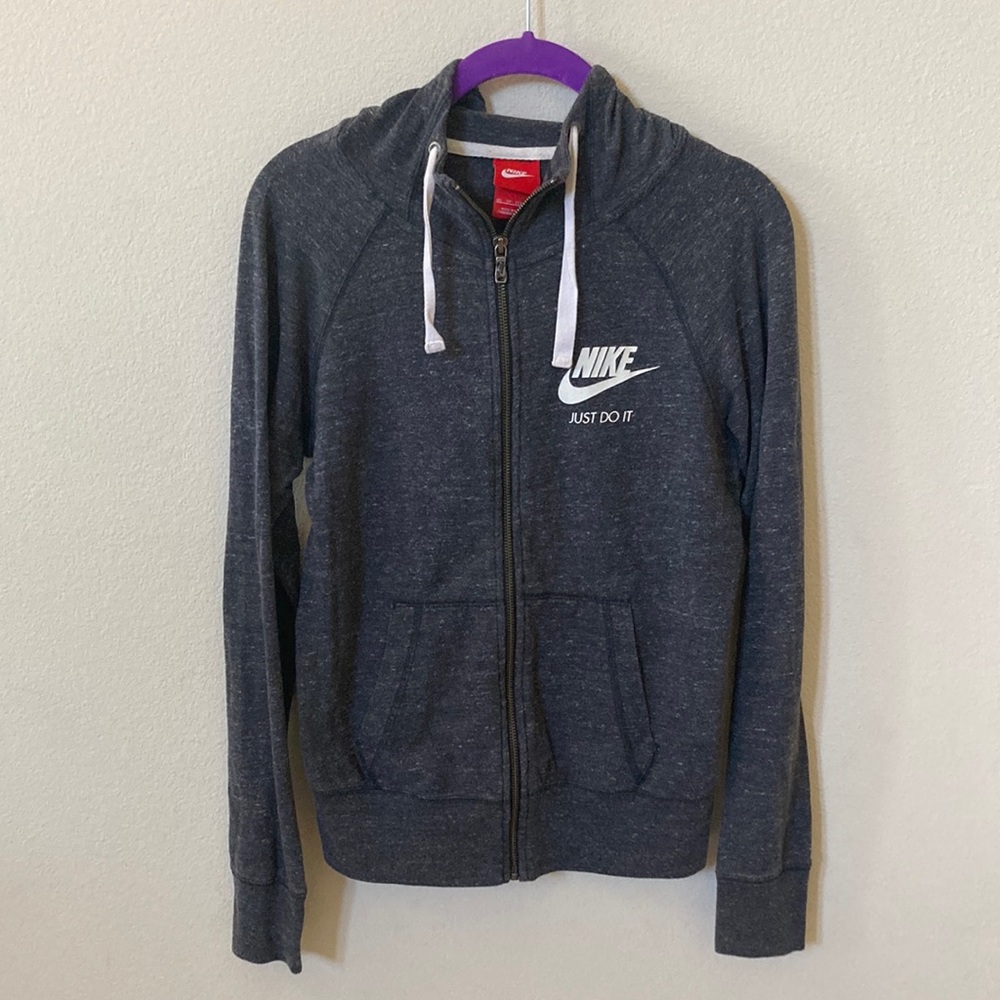Nike Women's Gym Vintage Full-Zip Hoodie Anthracite/Sail 726057-060 (Size XS)